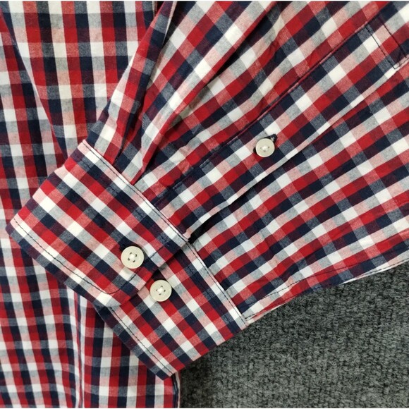 Polo Assn Shirt Mens 2XL Button Down Collar Long Sleeve Red Black Gingham Preppy - Picture 5 of 12